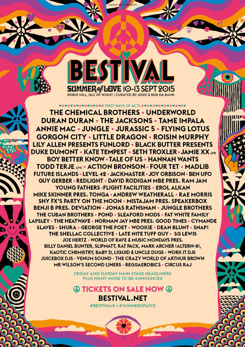 Rain or shine looks like a great line up for this weekend's #Bestival15 #festival #events #eventprofs