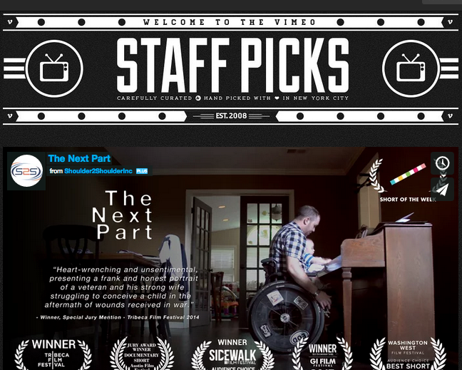 . <a href="/nextpartmovie/">The Next Part</a> was chosen as a @vimeo Staff Pick!!  What an honor!  Please watch and share if you like! #staffpick