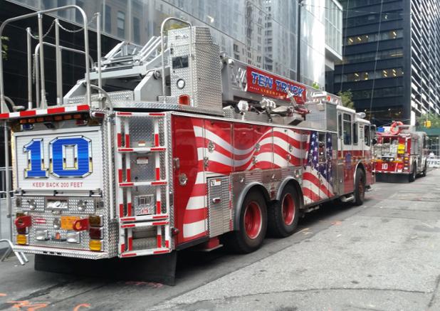 FDNY's tweet image. Members of #Engine10 &amp;amp; #Ladder10 observe the first moment of silence today.