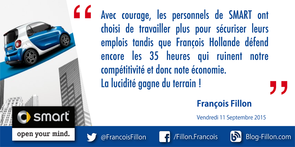 Isaschmid71's tweet photo. Avec courage les salariés de #SmartFrance votent le retour aux 39h @FrancoisFillon #competitivité http://t.co/NEnCLheLWo