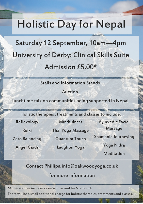 Life_awakening's tweet photo. TOMORROW! Holistic therapy taster sessions, laughter yoga classes, mindfulness, yoga, tai chi #Derby #Nepal http://t.co/aBQ5UgSpHm