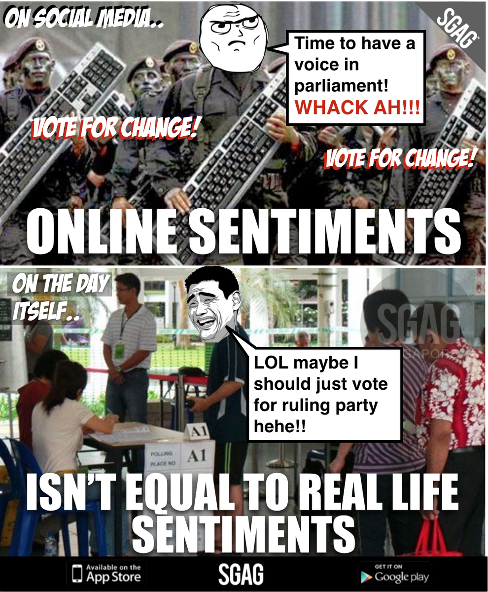 SGAG_SG's tweet photo. The lesson I've learnt from the GE results so far.... #vocalminority #silentmajority #GE2015 http://t.co/aXMUS8I97q