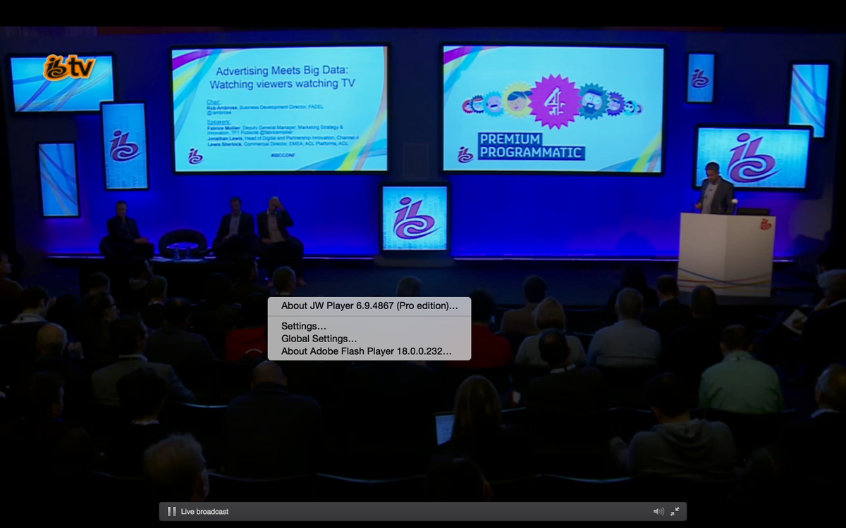 jwxofficial's tweet photo. Hey @IBCShow thanks for using #JWPlayer for your live broadcast! How about a free upgrade to #JWPlayer7? #IBC2015 http://t.co/GQagPtoxLP