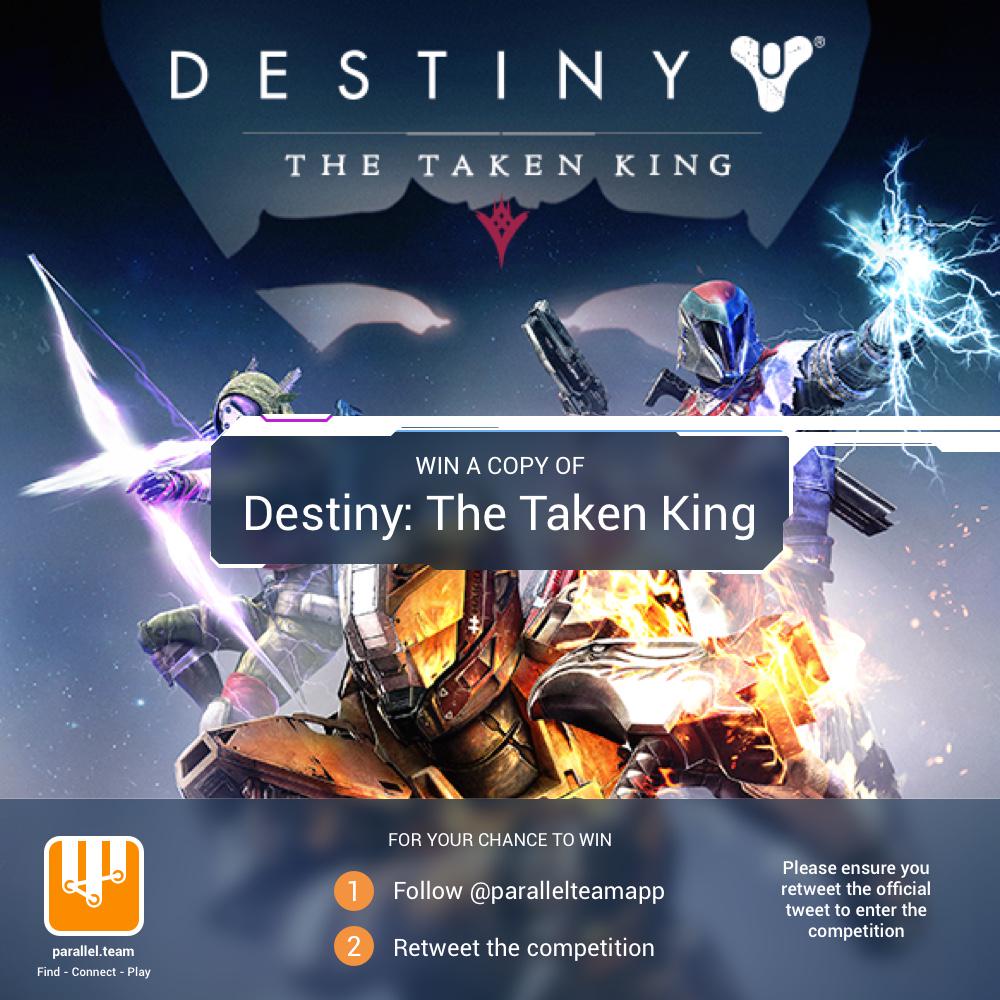 parallelteamapp's tweet image. Win a copy of Destiny: The Taken King with parallel.team. Follow + RT to enter! #gaming #gamer #destiny