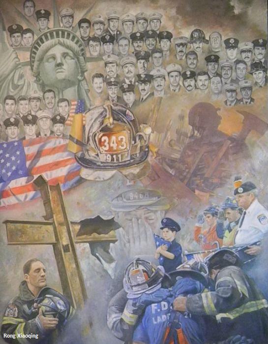 ABCPolitics's tweet image. New York man paints 9/11 mural featuring faces of 343 FDNY responders who died abcn.ws/1QtQ8rc