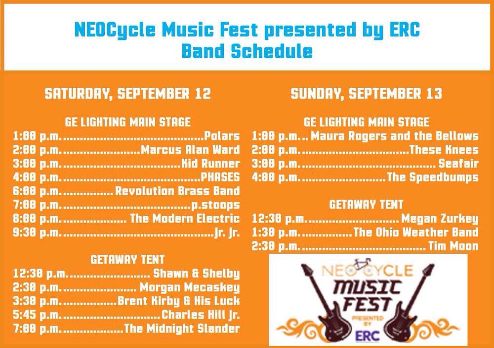 NEOCycleMusic's tweet image. Music Fest set times for Tomorrow &amp;amp; Sunday!!