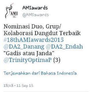 Terimakasih,,,,, para juri <a href="/AMIawards/">AMIawards</a> , mempercayakan sebagai Nominasi duo,group/kolaborasi terbaik. 😊😊