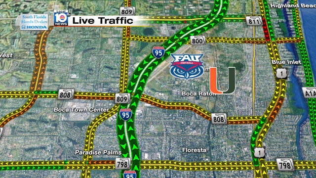 We are watching your game day traffic! Right now, traffic is moving nicely on I-95 NB around the FAU stadium http://t.co/tG9SE8x4pM