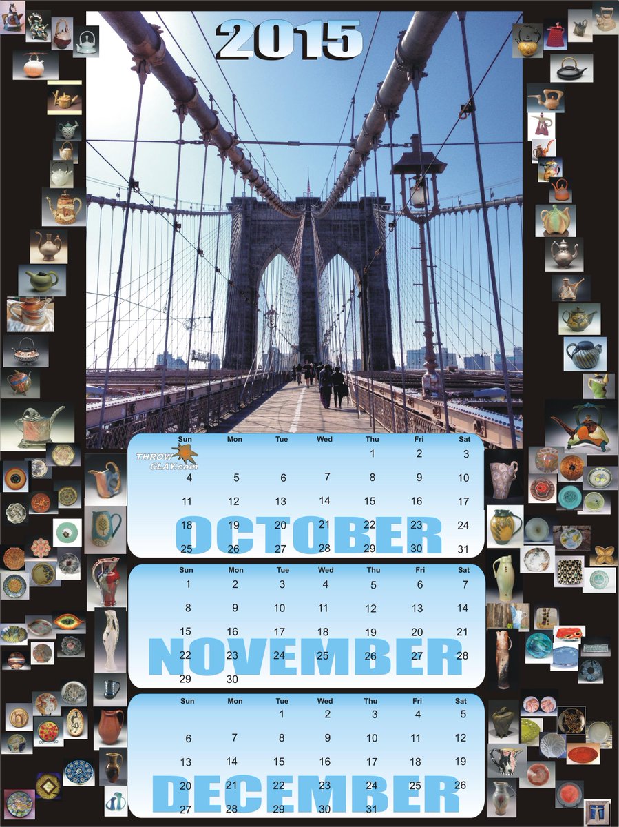 throwclaycom's tweet image. New,4th qrtr calendar with teapots, platters, pitchers from ThrowClay.com. Copy/Pass+