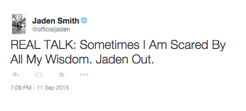 GQ Magazine on "Introducing the Jaden Smith Tweet Generator. Cosmic http://t.co/FcwbStNau8 http://t.co/7oF3nLDQjS" / Twitter