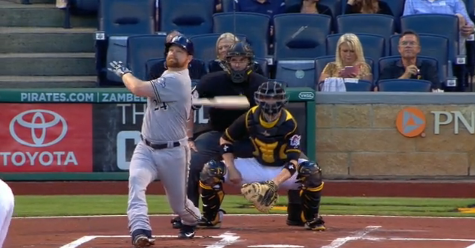 Brewers's tweet image. Adam Lind putting the power on display early. atmlb.com/1OId2Ka