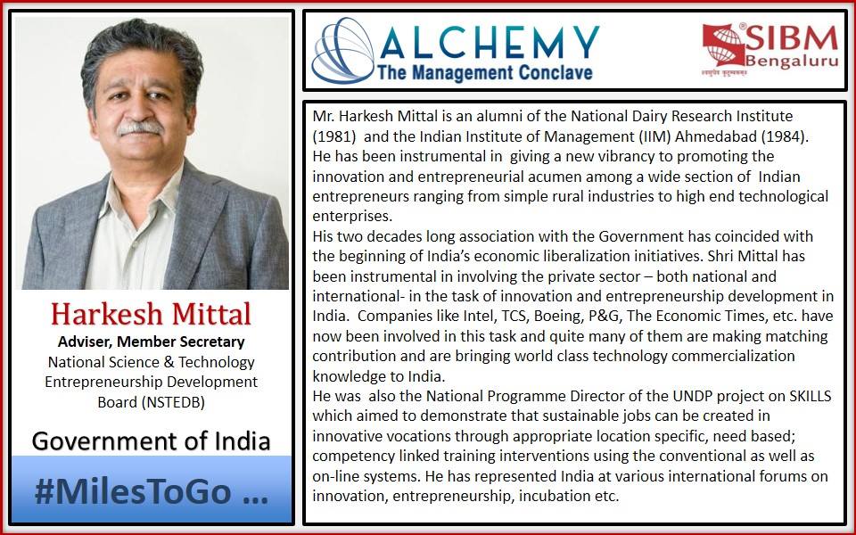 SIBMBengaluru's tweet photo. @Harkesh_Mittal : Thank you Sir for your keynote address at Day-02 of #Alchemy2015. #MilesToGo http://t.co/1EZYG2m9XO