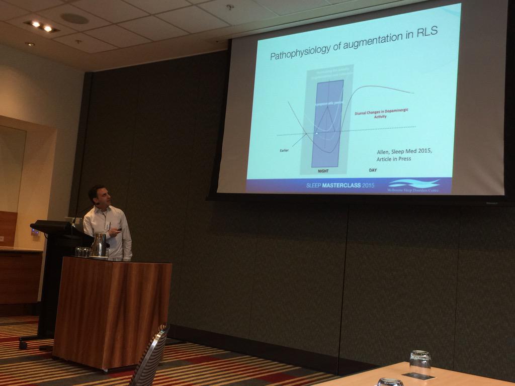 DavidCunnington's tweet photo. Augmentation in #RLS elegantly explained by @Simfrenk at #SleepMasterclass. Occurs commonly with dopamine agonists. http://t.co/ATXfecJ2L6