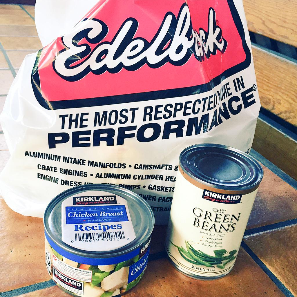 WGCarShow's tweet photo. The first food donation came appropriately in an Edelbrock bag--Cruise for a Cause is this Sunday 9/13 #wgcarshow15 http://t.co/r1zAe7H97q