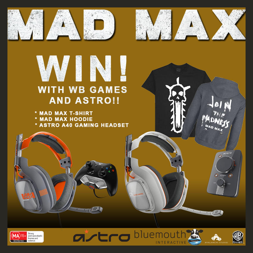 BluemouthInt's tweet image. Like us then RT to enter to WIN copies of Mad Max, an ASTRO A40 Orange / Grey &amp;amp; more. T&amp;amp;C's: on.fb.me/1NsPBHF