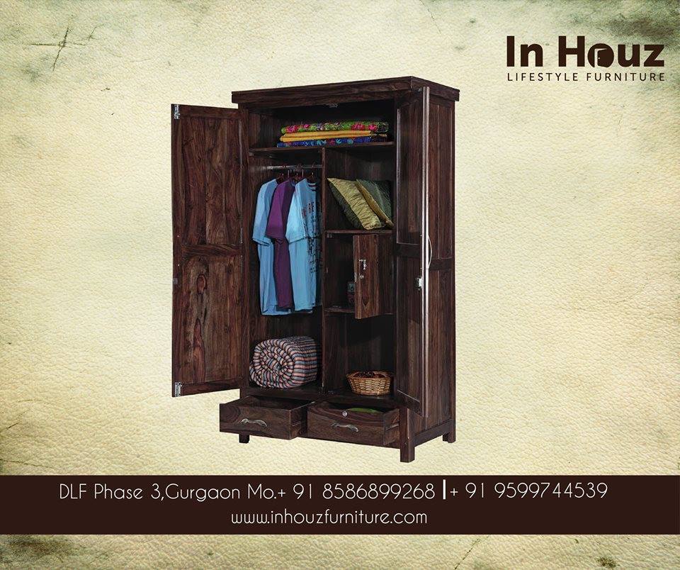 Check out our well designed wardrobe that gives you ample space to keep your personal things. ! #HardwoodFurniture