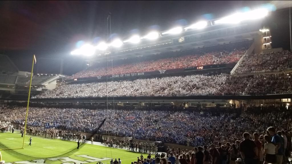 SJohnston99's tweet photo. 50,000+ at #MidnightYell, the best tradition in CFB, in the best venue in all of college football. #12thMan #WHOSNEXT http://t.co/kwGioocq73