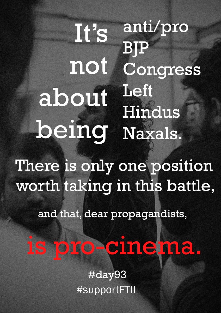 suyashkamat_'s tweet photo. Dear propogandists..... #day93 #FTII #supportFTII http://t.co/CNm23fbpQo