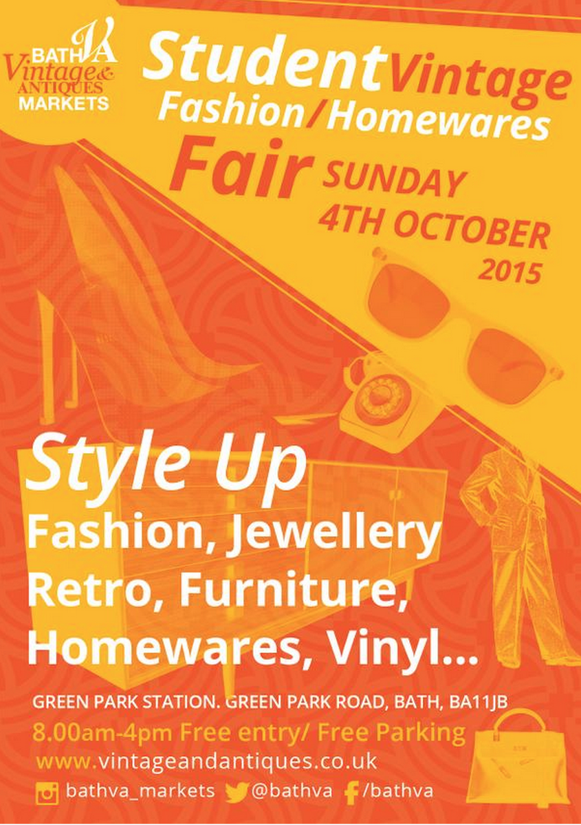 Vintage_Markets's tweet photo. #Student #Vintage #Fashion #Homewares Fair, Sun 4th Oct 2015 http://t.co/0X6g8MbdTV   @BathSpaUni @BathSU @GPS_Bath http://t.co/5jjtJJhwN3