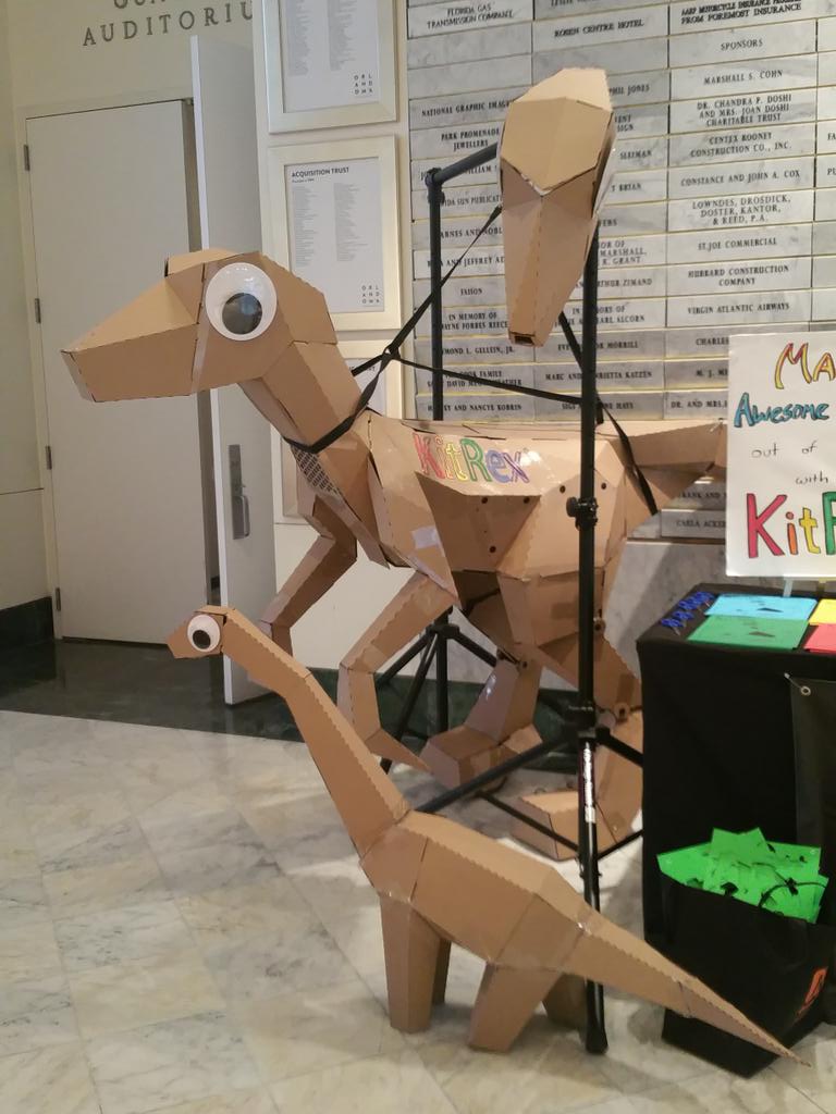 We're here in the orlando art museum at #orlandomakerfaire, come say hi and make a dino puppet!