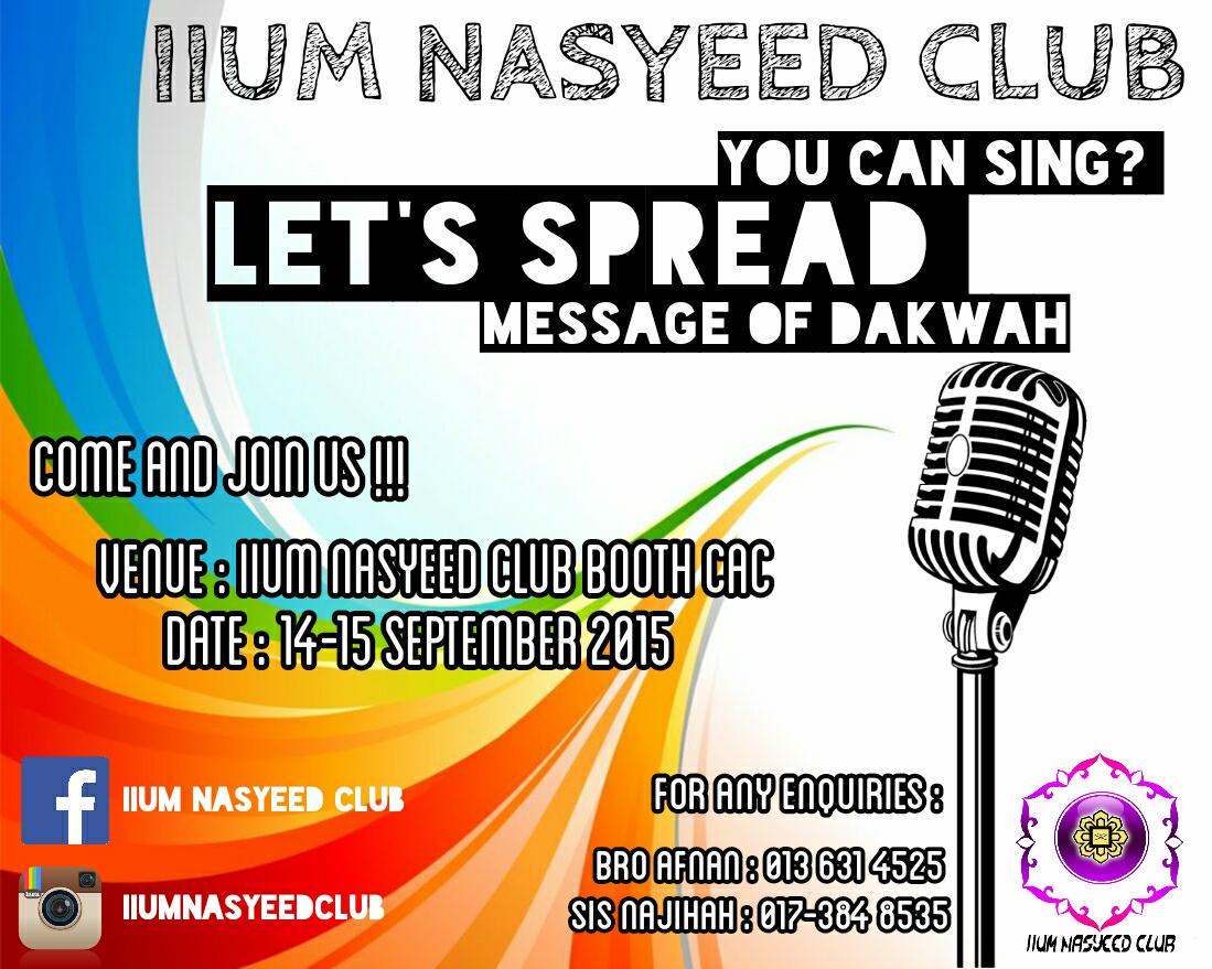 afnan_932's tweet photo. COME AND JOIN US!
IIUM NASYEED CLUB
LET'S SPREAD THE MESSAGE OF DAKWAH THROUGH SONG :)
#iiumnasyeedclub http://t.co/Y0LizJz2XC