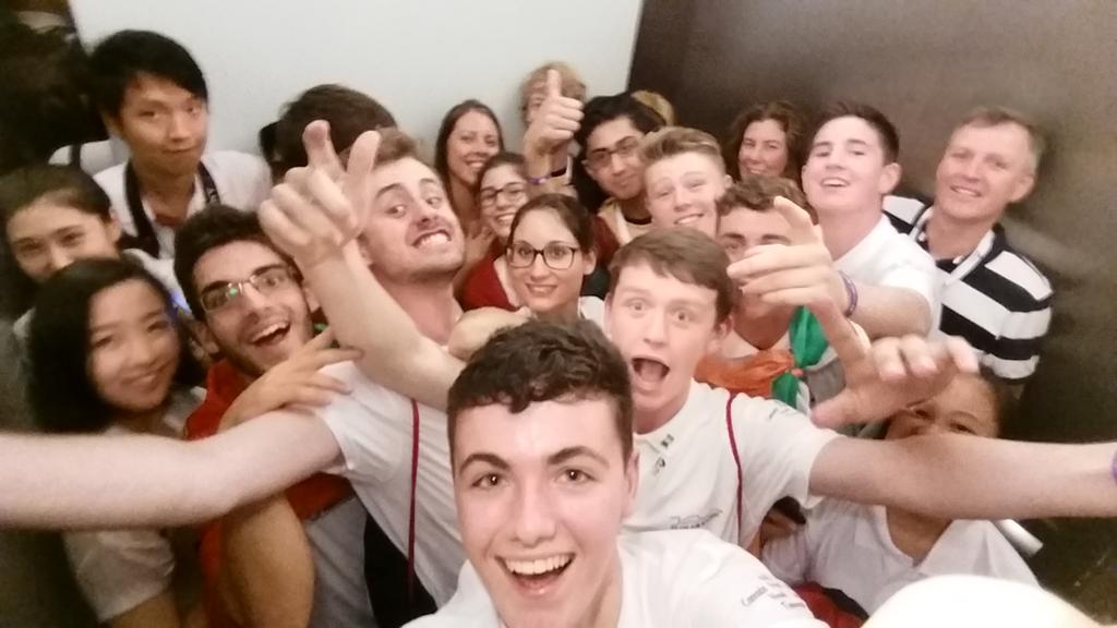 When you meet some new friends in a riculously small lift! <a href="/teamustangs/">Mustangs (F1)</a> <a href="/TeamHorizonF1/">Team Horizon</a> #F1InSchoolsWF