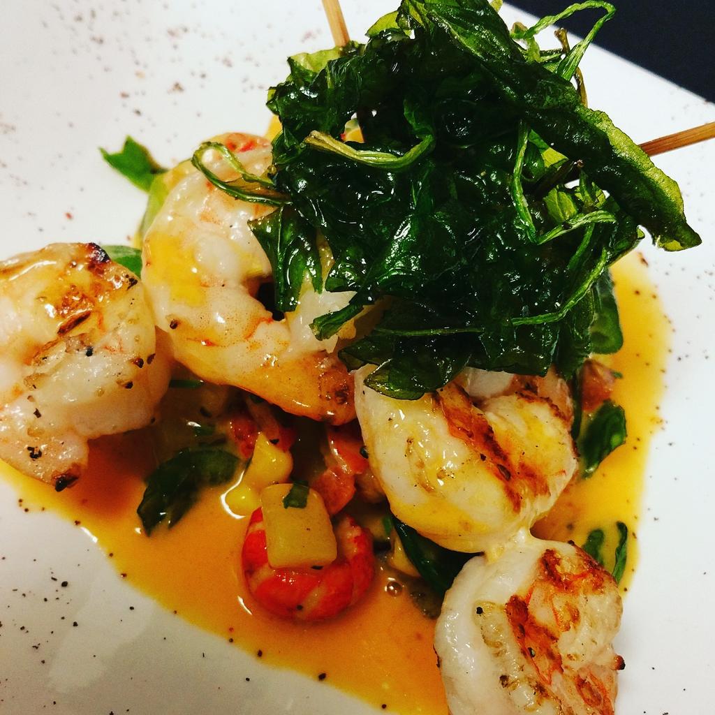 Special: Grilled shrimp over a corn-crawfish succotash and fried spinach  $10
#nochebrookhaven #goodeats #yummy #h2sr
