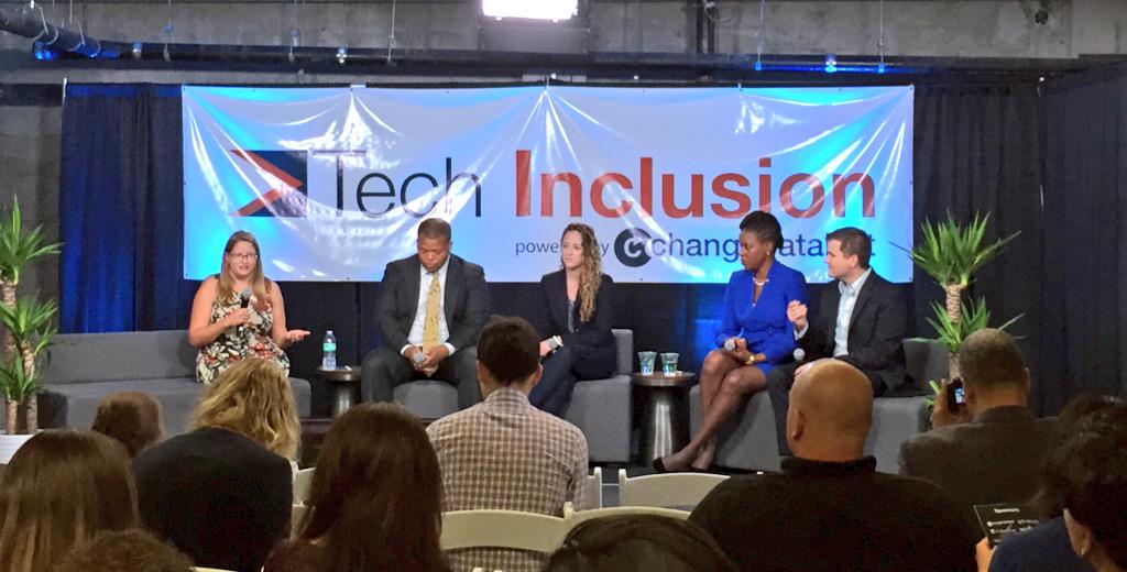 EngineOrg's tweet image. Engine&apos;s @BookBrooke leading the convo on how policy can support #techinclusion15 w/ @whitehouseostp, @YearUpBayArea