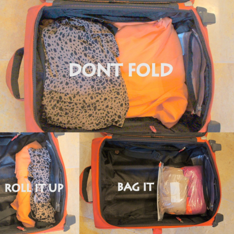 Save space, and keep your clothes organized -- it's a win-win! #travelhacks