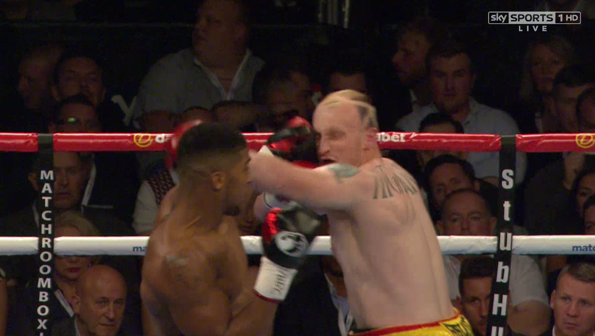 SkySportsBoxing's tweet photo. It's all over!!! Joshua knocks Cornish down twice in round 1, and he can't continue. AJ wins inside 90 seconds. http://t.co/lH7ddGNCgr