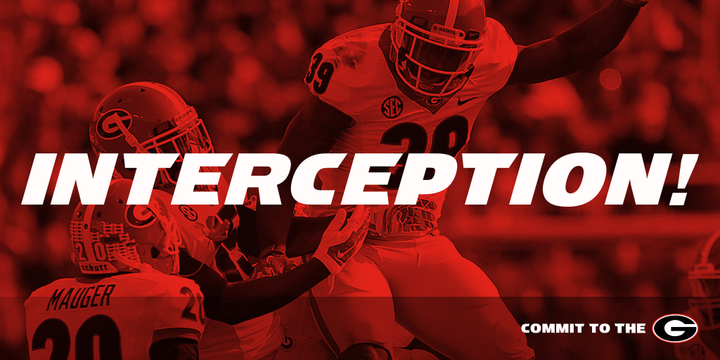 UGAAthletics's tweet photo. INTERCEPTED! Reggie Wilkerson gets his first career pick! The #Dawgs will get the ball at the Vandy 42! #UGAvsVANDY http://t.co/y0mmpO1Fyc