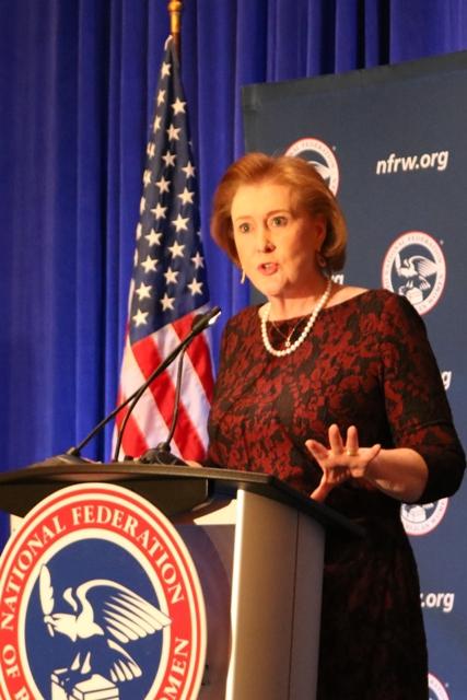 NFRW's tweet image. Will @GovMikeHuckabee win the @NFRW straw poll? Janet Huckabee makes the case. #gopwomendecide