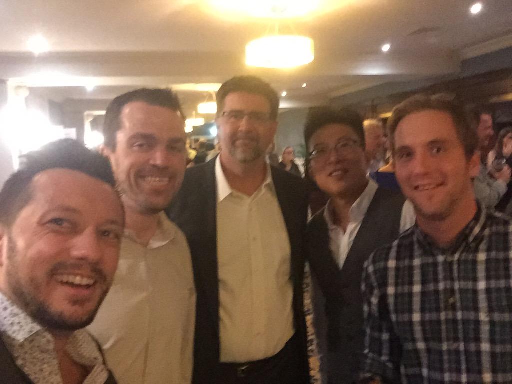 ThiloKunkel's tweet photo. Serious networking session with @sportsologist @matdowling @dr_marshmallow & RichardHu #Easm2015 http://t.co/JquRp4jThf