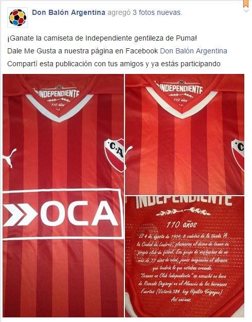 DonbalonAR's tweet photo. Independiente ganó el clásico y en nuestro Facebook sorteamos su camiseta. Mirá la foto y participá @cronicaweb http://t.co/iQLSLAMgx4