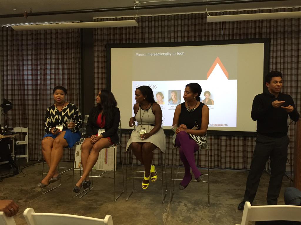 waynesutton's tweet image. This panel right here at #techinclusion15  👊🏾✌🏾️👍🏾👧🏾