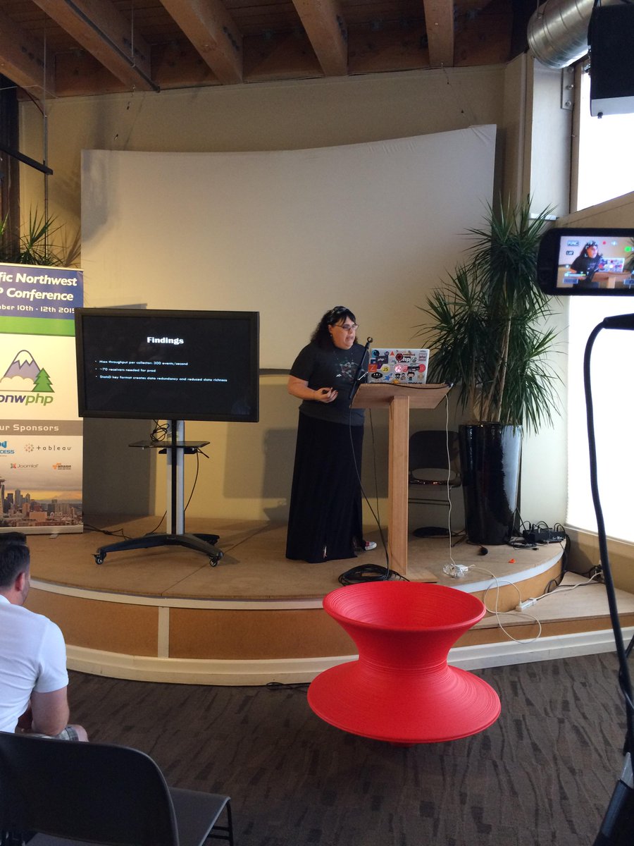 CalEvans's tweet image. .@ieatkillerbees rockin it at #pnwphp