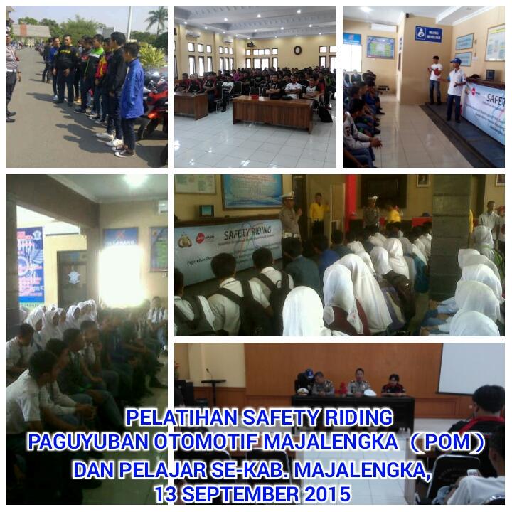 Pelatihan Safety Riding Paguyuban Otomotof Majalengka (POM) &amp; Pelajar Se-Kab. Majalengka. jumlah peserta 450 orang