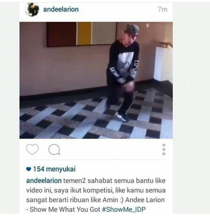 Bantu like video kak <a href="/andeelarion/">ANDEE LARION</a> di instagram ya friends. Terimakasih 😊