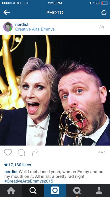 Scrolling through insta like damn who is that sexy lesbian couple? Oh shit it's @Nerdist & Jane Lynch