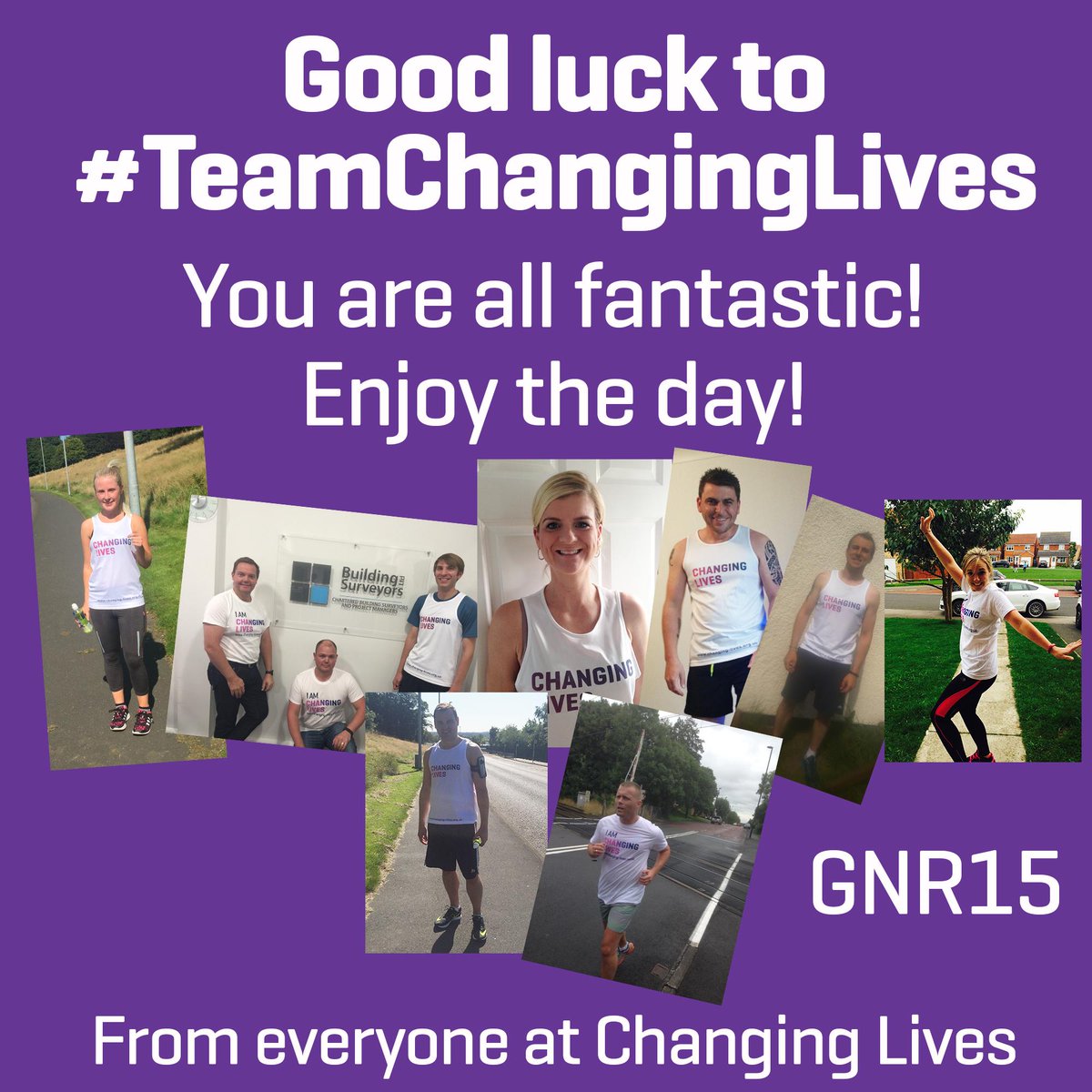 ChangingLives__'s tweet photo. Big day ahead for #TeamChangingLives.Tweet us your pics! #GreatNorthRun http://t.co/bLNv1fhiYY