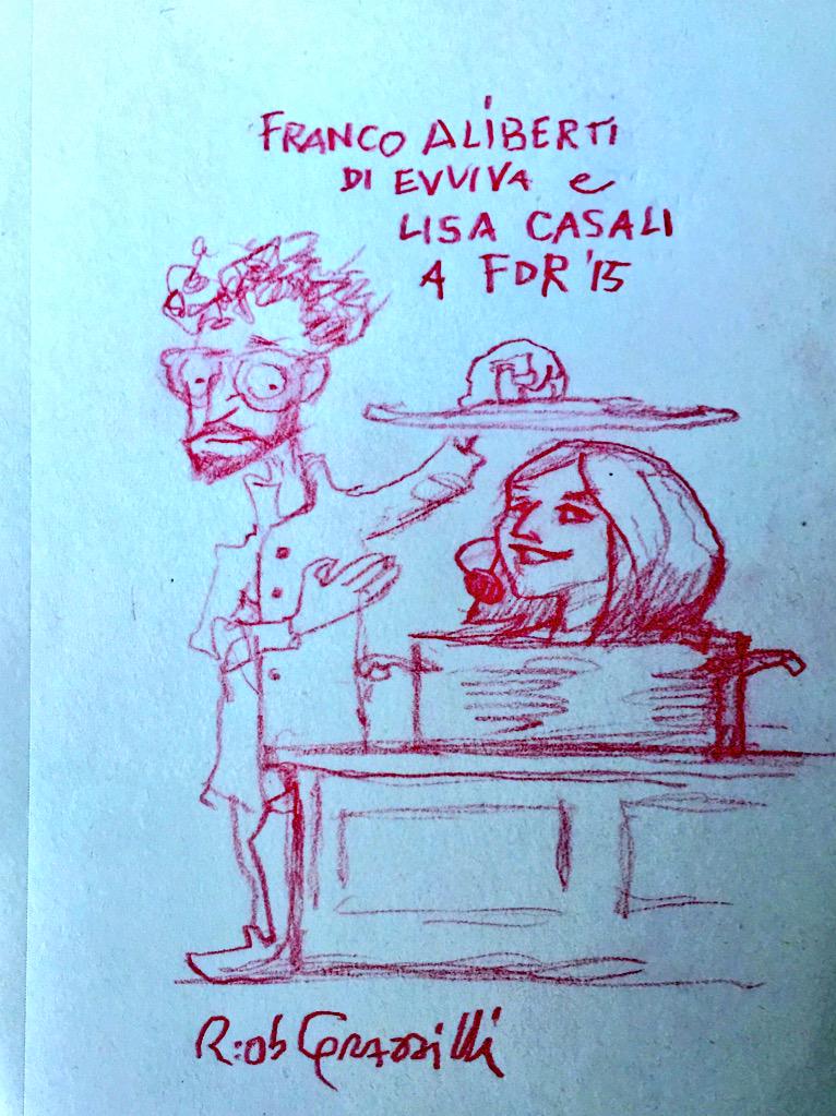 Souvenir dalla Festa della Rete #FDR15 sono finita in pentola con <a href="/francoaliberti/">franco aliberti</a> nel bel disegno di <a href="/RobGrassilli/">Rob Grassilli</a> 😊