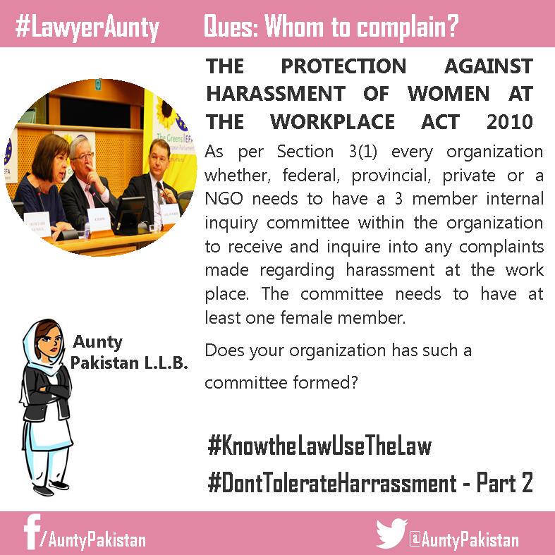 AuntyPakistan's tweet photo. The 4 part intro to how women/men can protect themselves from sexual harassment at work places #KnowTheLawUseTheLaw http://t.co/QOABPfJW2l