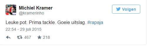 Leuke pot. Prima luchtduel. Heerlijke aftocht. <a href="/kramerinho/">Michiel Kramer</a> #feywill