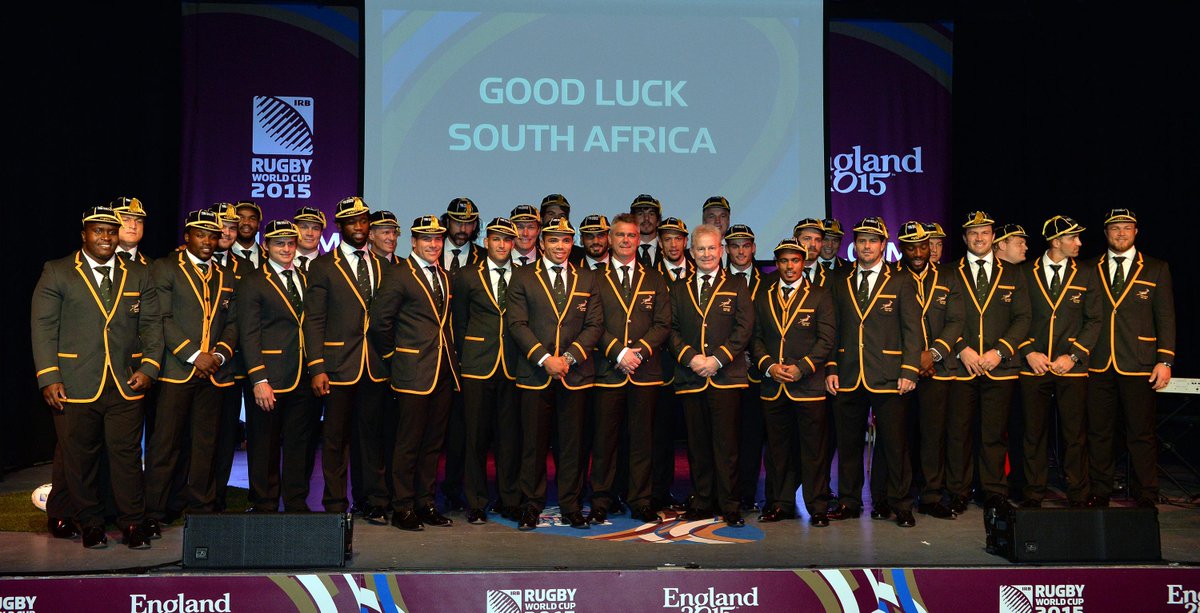 rugbyworldcup's tweet photo. The two-time Rugby World Cup champions have arrived. Welcome to the @Springboks! http://t.co/WzNjnxCVXC