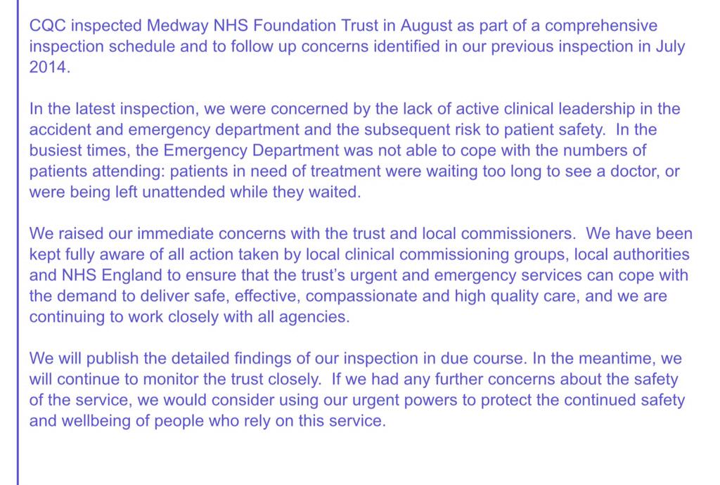mark norman (@marknormannews) on Twitter photo Are patients safe at A&E Medway? <a href="/CareQualityComm/">Care Quality Commission</a> reveal 2 us exclusively their concerns
<a href="/bbcsoutheast/">BBC South East</a> <a href="/BBCRADIOKENT/">BBC Kent</a> Are patients safe at A&E Medway? <a href="/CareQualityComm/">Care Quality Commission</a> reveal 2 us exclusively their concerns
<a href="/bbcsoutheast/">BBC South East</a> <a href="/BBCRADIOKENT/">BBC Kent</a>