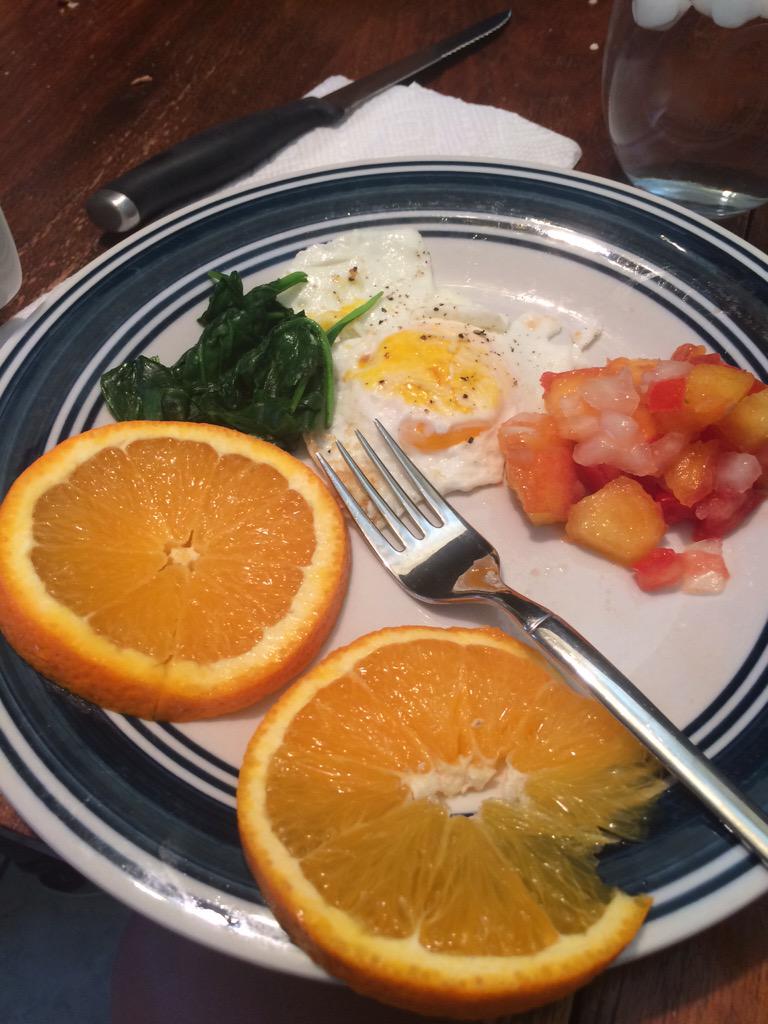 Hubby made me breakfast this morning! #healthy #peachsalsa