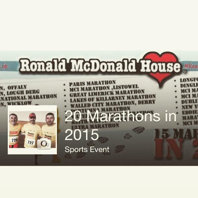 decunited's tweet photo. 20 marathons in 2015 for charity, 15 done, 5 to go #marathons #teamrmhc #20in2015 #runforcharity #marathonclubireland http://t.co/nZE0CoJ3dr