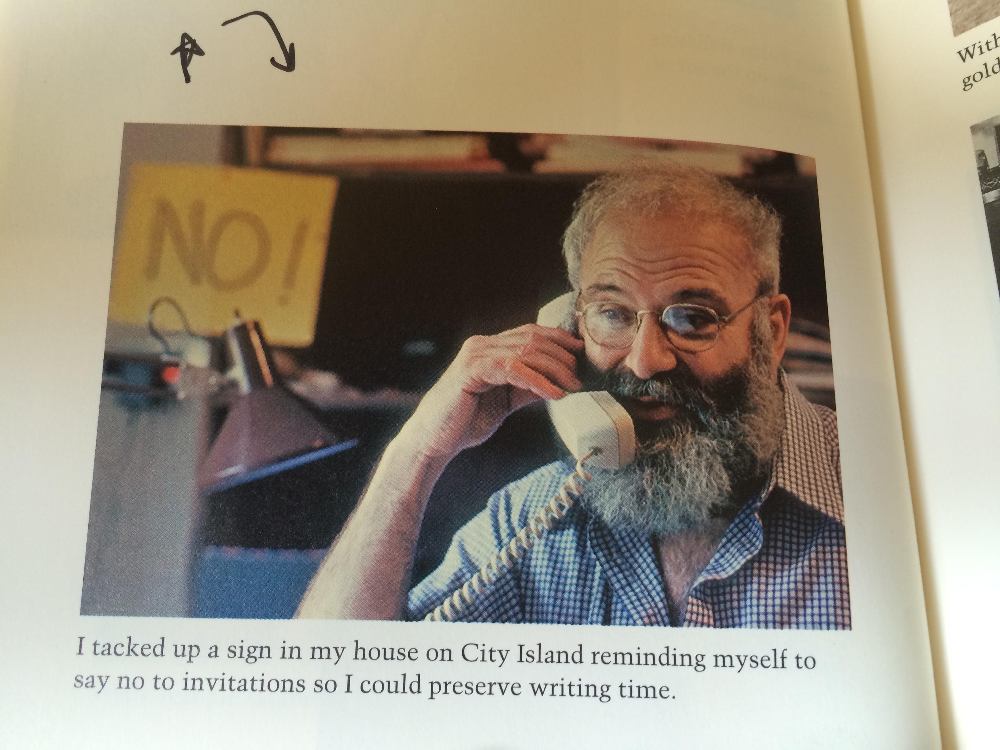 Austin Kleon on X: Oliver Sacks kept a sign in his office to remind him to  say no to invitations so he could write more.  / X