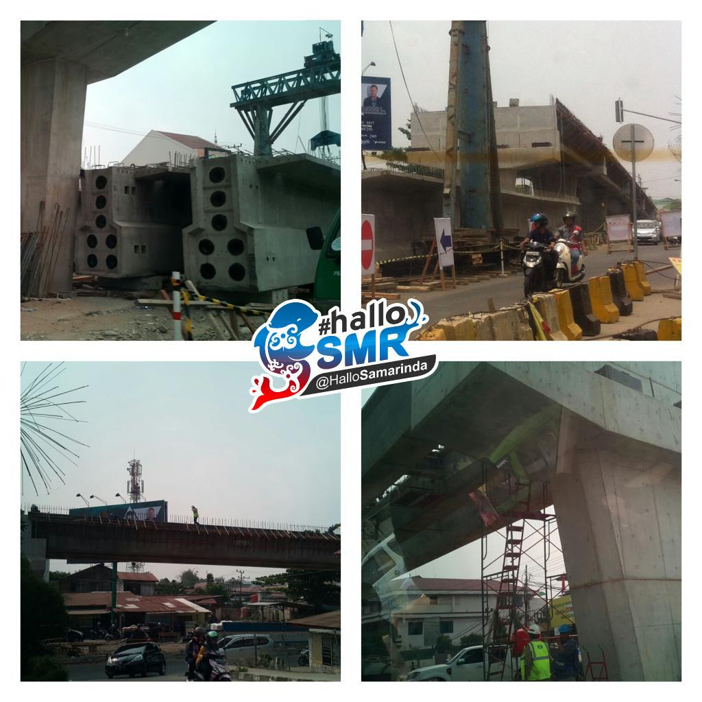 HalloSamarinda's tweet photo. #HalloSMR | Progress pengerjaan flyover air hitam Samarinda sedang fokus pada pemasangan bentang tengah.. http://t.co/WMKqWc4LuG