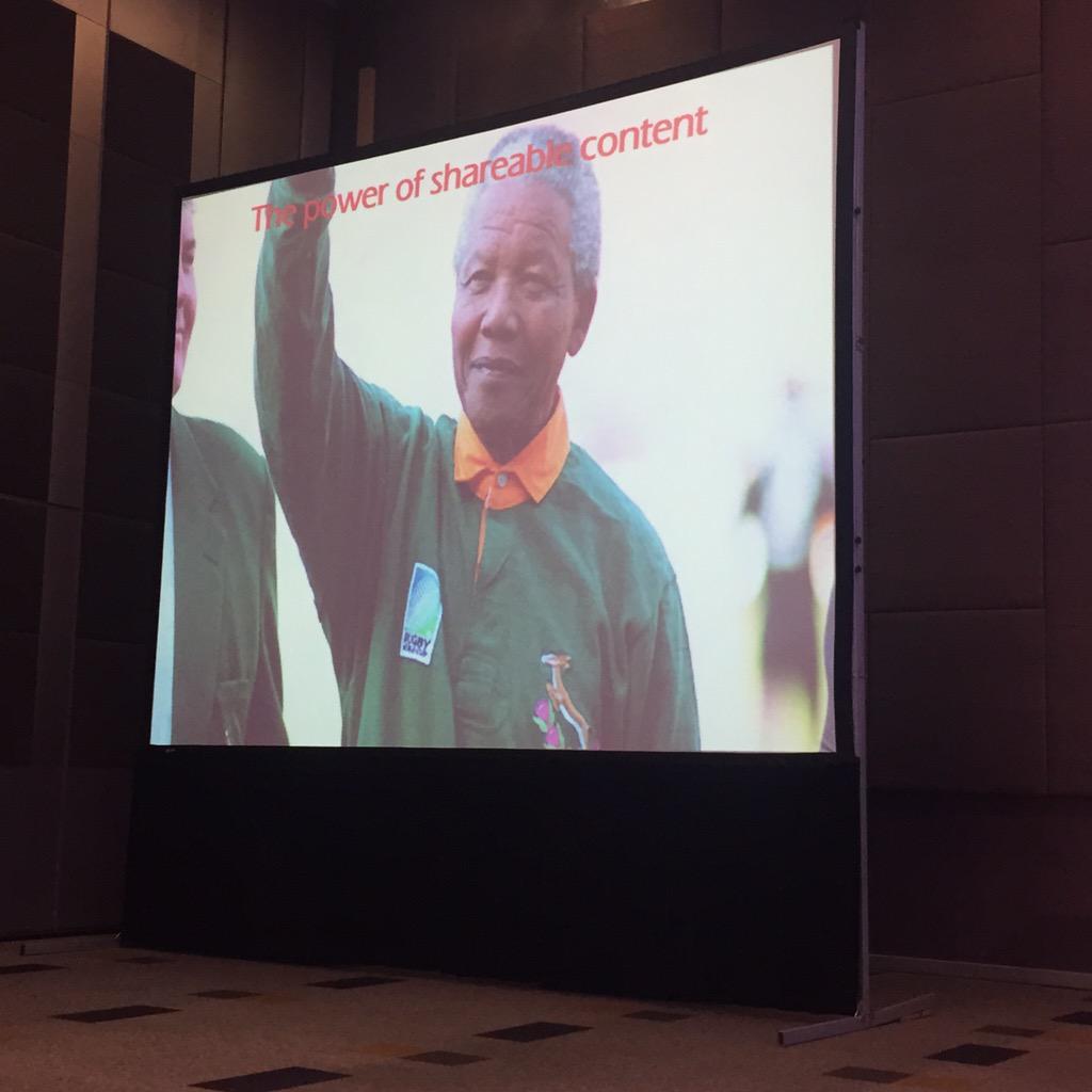 fleishmanZA's tweet photo. A great example of the power of iconic images & shareable content - Nelson Mandela in the golden dream! #IPRA2015 http://t.co/4LxTC5SLMD